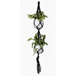 Macramé 2 macetas negro (para maceta 13 cm Ø)